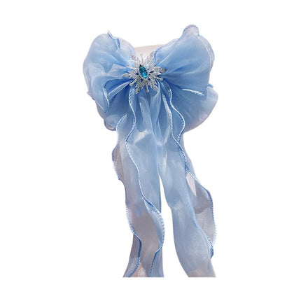 Girls Snowflake Hair Clip Tulle Veil Bow Barrettes Christmas Hairband Gift Party - Aimall