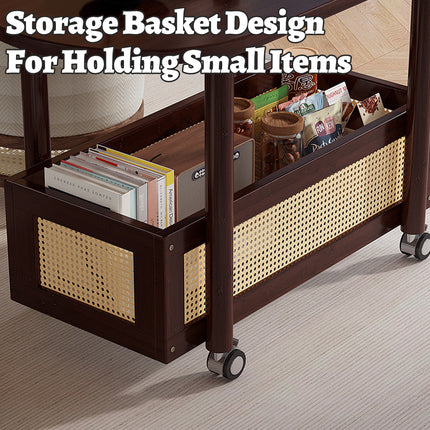 Movable Coffee Table with Wheels Side Table with Storage Shelf for Living Room
