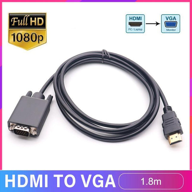 1.8m 1080P HDMI to VGA Gold Plated Adapter Cable for HDTV HD LCD