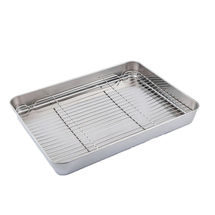 Stainless Steel Rectangular Roasting Pan with Removable Rack 5L Baking Oven Tray