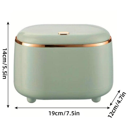 Small Desktop Trash Can Oval Pop Up Lid Rubbish Bin Waste Organizer Container