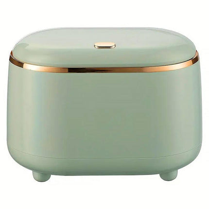 Small Desktop Trash Can Oval Pop Up Lid Rubbish Bin Waste Organizer Container