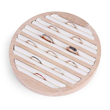 Wooden Round Ring Holder Display Stand Jewellery Storage Accessory Organizer