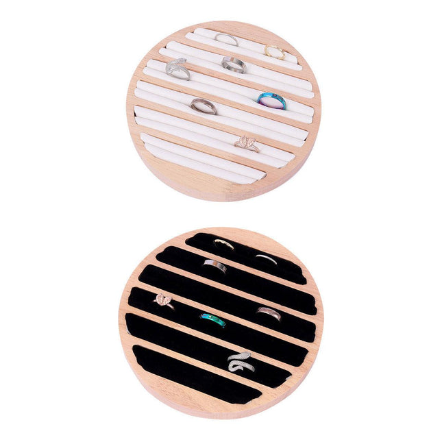 Wooden Round Ring Holder Display Stand Jewellery Storage Accessory Organizer