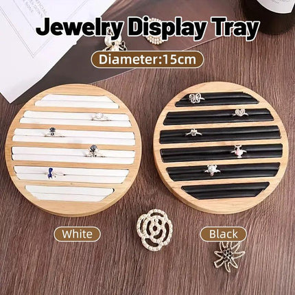 Wooden Round Ring Holder Display Stand Jewellery Storage Accessory Organizer