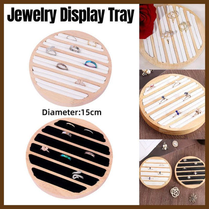 Wooden Round Ring Holder Display Stand Jewellery Storage Accessory Organizer