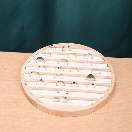 Wooden Round Ring Holder Display Stand Jewellery Storage Accessory Organizer