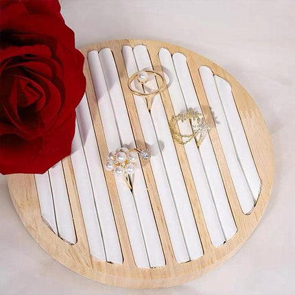 Wooden Round Ring Holder Display Stand Jewellery Storage Accessory Organizer