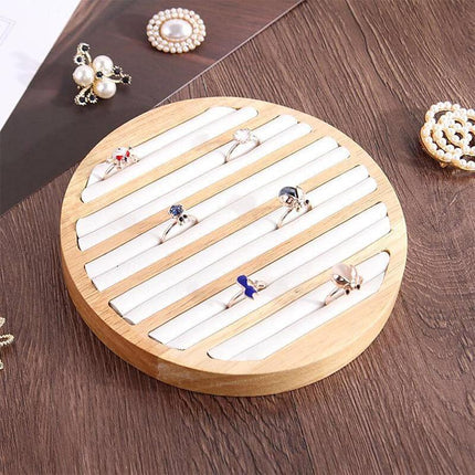Wooden Round Ring Holder Display Stand Jewellery Storage Accessory Organizer