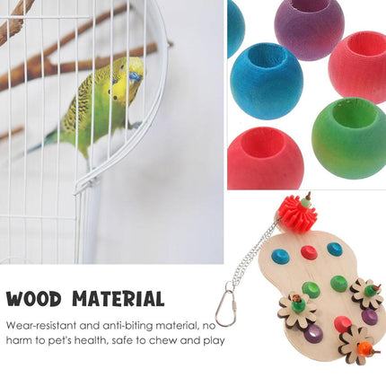 Wooden Parrot Toys Educational Interactive Chewing Nibbling Hanging Cage Toys