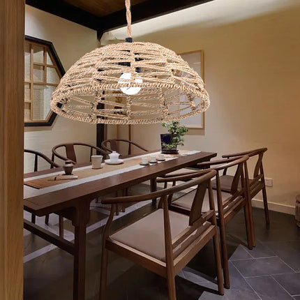 Natural Half Circle Woven Lampshade 30x10.5cm Straw Rope Pendant Light Shade