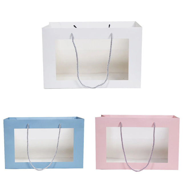 Transparent Window Gift Bags 10 Pack 3 Colours