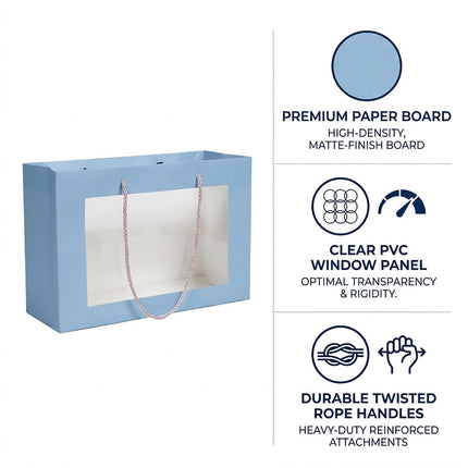 Transparent Window Gift Bags 10 Pack 3 Colours