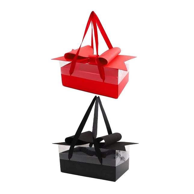 Clear Handheld Flower Gift Box Bow Fruit Flower Packaging Display Box Floral