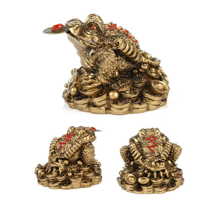 Chinese Style Golden Toad Ornament Resin Lucky for Home Office Desktop Decor