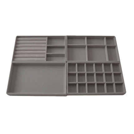 4PCS Jewelry Organizer Box Set Makeup Storage Tray for Rings Earrings Bracelets