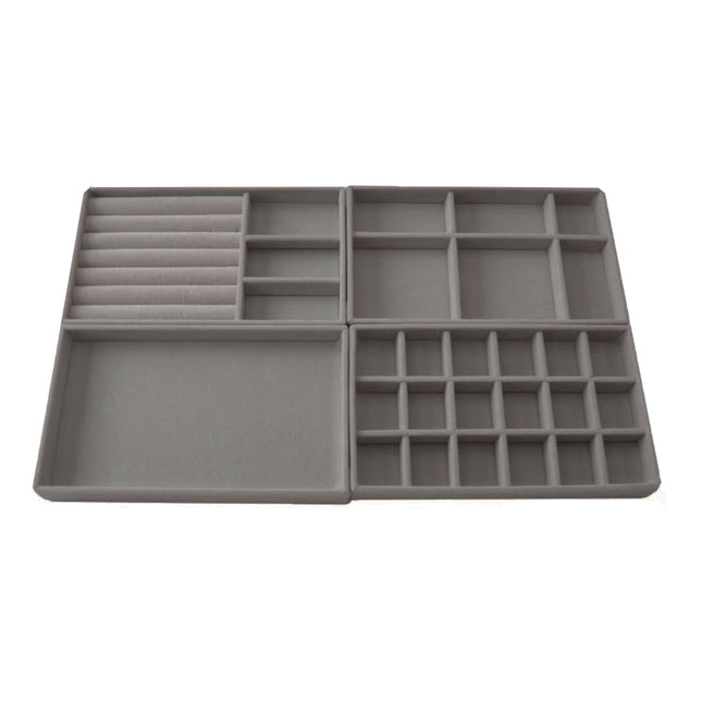 4PCS Jewelry Organizer Box Set Makeup Storage Tray for Rings Earrings Bracelets