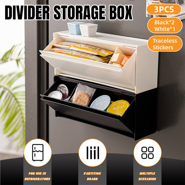 Wall Mount Flip Divider Storage Boxes 3 Pack Mix