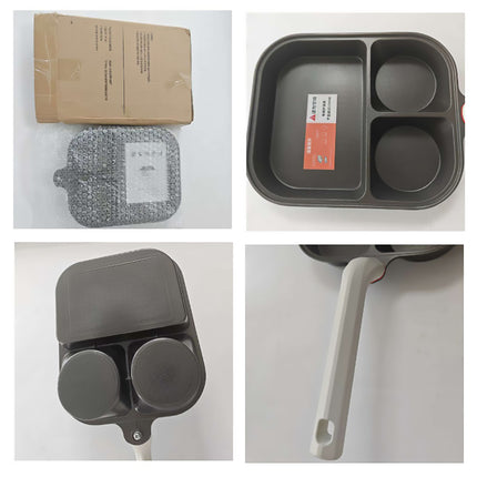3 Section Breakfast Frying Pan Titanium Aluminium White Handle