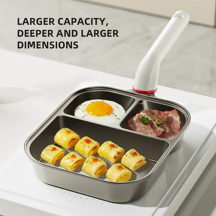 3 Section Breakfast Frying Pan Titanium Aluminium White Handle