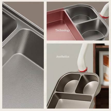 3 Section Breakfast Frying Pan Titanium Aluminium White Handle