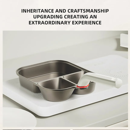 3 Section Breakfast Frying Pan Titanium Aluminium White Handle