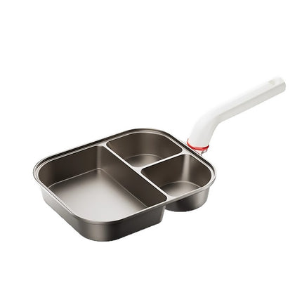 3 Section Breakfast Frying Pan Titanium Aluminium White Handle