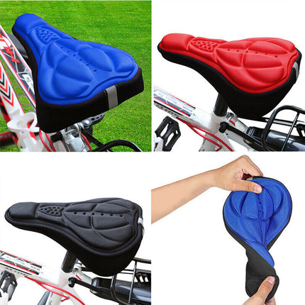 Thick Silicone Bike Seat Cover Comfort Gel Cycling Bicycle Saddle Cushion Pad