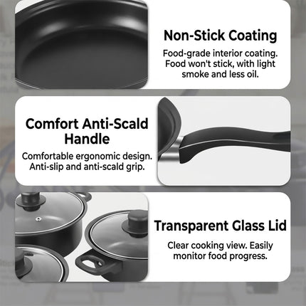 Black Nonstick Cookware and Utensil Set 10 Piece Iron