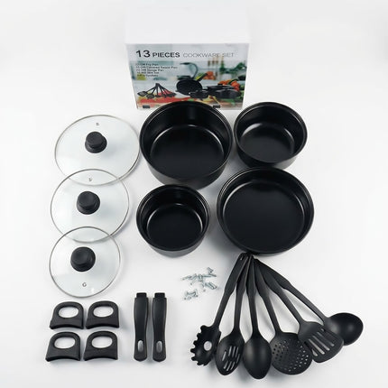 Black Nonstick Cookware and Utensil Set 10 Piece Iron