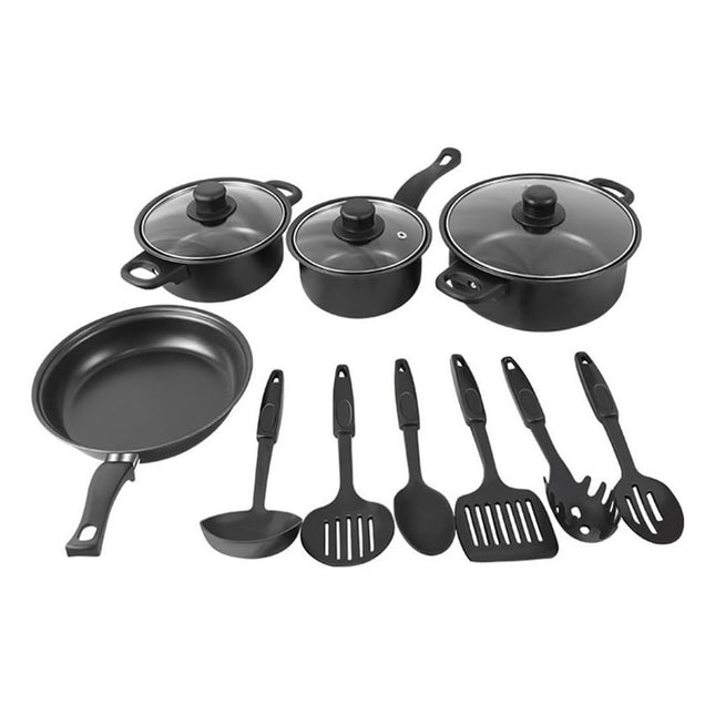 Black Nonstick Cookware and Utensil Set 10 Piece Iron