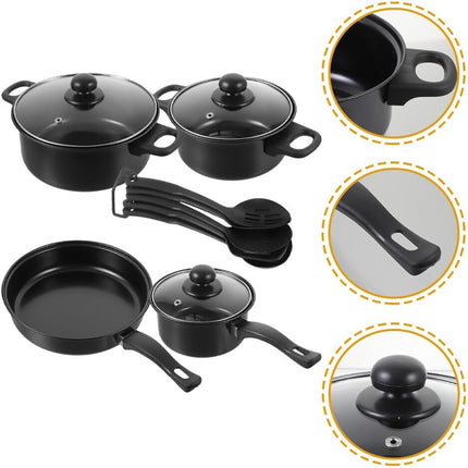 Black Nonstick Cookware and Utensil Set 10 Piece Iron