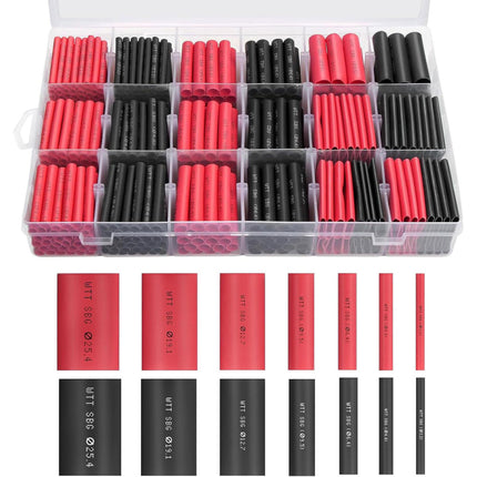 3 to 1 Dual Wall Heat Shrink Tubing Kit 400pcs Black Red