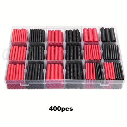 3 to 1 Dual Wall Heat Shrink Tubing Kit 400pcs Black Red