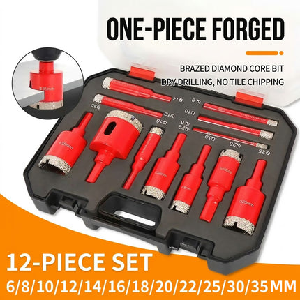 12 Piece Diamond Hole Saw Set 6mm to 35mm Glass Marble