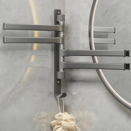 Rotating Towel Rack Wall Mounted Bathroom Shelf Multi Rod Swivel Towel Holder