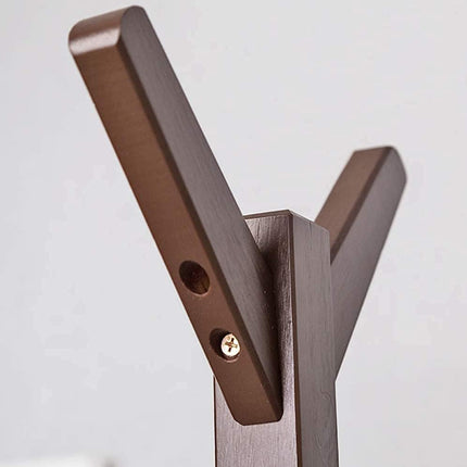 Solid Wood Coat Rack Floor Standing Clothes Hanger with 8 Hooks