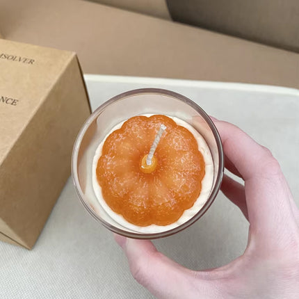Scented Candle Cup Pumpkin Aroma Gift Jar 120g Orange Home Decoration Candle
