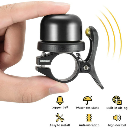 Black Bicycle Bell Crisp Sound Classic Bike Handlebar Ring Bell Accessory Use