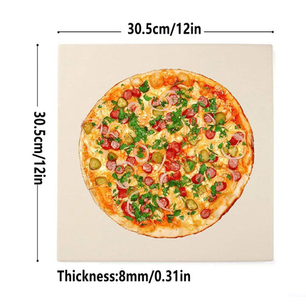 Square Pizza Stone Baking Tray for Oven Grill Pizza Bread Cooking 30.5x30.5cm