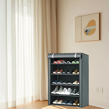 5-Tier Simple Dustproof Shoe Rack Cabinet Space-Saving Easy Assembly Sturdy