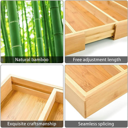 Expandable Bamboo Cutlery Tray Utensil Drawer Kitchen Organizer Insert Divider