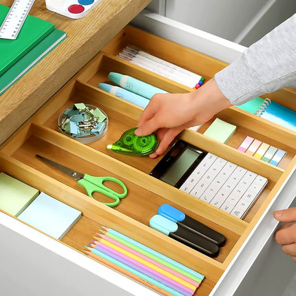 Expandable Bamboo Cutlery Tray Utensil Drawer Kitchen Organizer Insert Divider