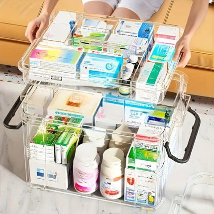 Household Medicine Cabinet Transparent Storage Box First Aid Organizer with Lid