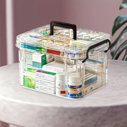 Household Medicine Cabinet Transparent Storage Box First Aid Organizer with Lid