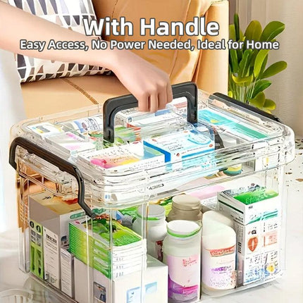 Household Medicine Cabinet Transparent Storage Box First Aid Organizer with Lid