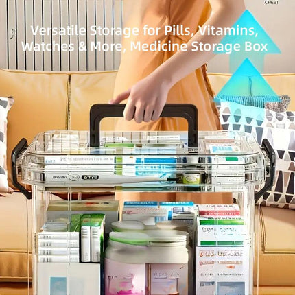 Household Medicine Cabinet Transparent Storage Box First Aid Organizer with Lid