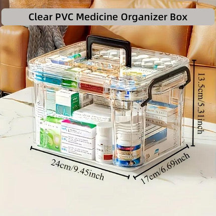Household Medicine Cabinet Transparent Storage Box First Aid Organizer with Lid