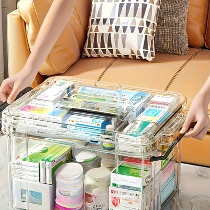Household Medicine Cabinet Transparent Storage Box First Aid Organizer with Lid