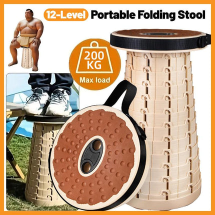 12 Tier Folding Portable Stool Adjustable Retractable Travel Outdoor Chair